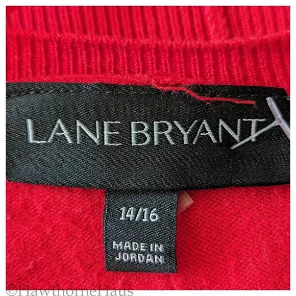 LANE BRYANT Christmas Red Knit Sweater Tunic Top Size 14/16   Pullover - Picture 4 of 6